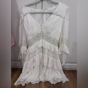 Cinq à Sept White Lace Detail Dress